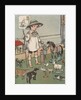 Boy playing with toy farm animals by Anonymous