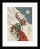 Gnomes pulling Christmas tree up snowy mountain by Anonymous