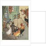 Farm animals dancing near barn by Anonymous