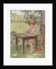 Child writing outdoors by Anonymous