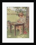 Child writing outdoors by Anonymous