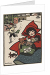Girl holding basket of toys by Anonymous