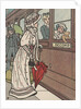 Mother saying goodbye to toddler on train by Anonymous