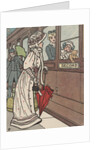 Mother saying goodbye to toddler on train by Anonymous