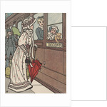 Mother saying goodbye to toddler on train by Anonymous