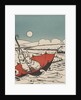 Two rabbits floating on upside down umbrella by Anonymous