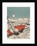 Two rabbits floating on upside down umbrella by Anonymous