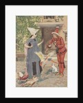 Young man and woman with chickens and cat by Anonymous