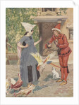 Young man and woman with chickens and cat by Anonymous