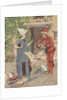 Young man and woman with chickens and cat by Anonymous