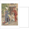 Young man and woman with chickens and cat by Anonymous