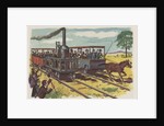Race between steam locomotive and horse-drawn car by Anonymous