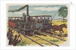 Race between steam locomotive and horse-drawn car by Anonymous