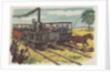 Race between steam locomotive and horse-drawn car by Anonymous