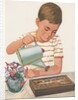 Boy watering plants by Anonymous