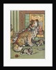Kittens playing around dog by Anonymous