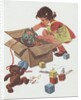 Girl taking toys out of box by Anonymous
