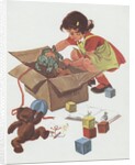 Girl taking toys out of box by Anonymous