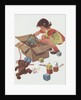 Girl taking toys out of box by Anonymous