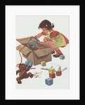 Girl taking toys out of box by Anonymous