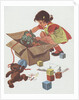 Girl taking toys out of box by Anonymous
