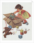 Girl taking toys out of box by Anonymous