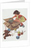 Girl taking toys out of box by Anonymous