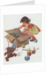 Girl taking toys out of box by Anonymous