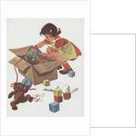 Girl taking toys out of box by Anonymous