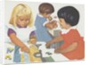 Girls playing with puzzles by Anonymous