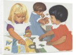 Girls playing with puzzles by Anonymous