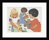 Girls playing with puzzles by Anonymous