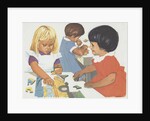 Girls playing with puzzles by Anonymous