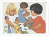 Girls playing with puzzles by Anonymous