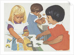 Girls playing with puzzles by Anonymous