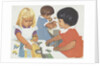 Girls playing with puzzles by Anonymous