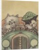 Cat family driving in car by Anonymous