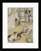 Puppies playing with laundry by Anonymous
