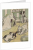 Puppies playing with laundry by Anonymous