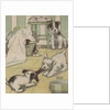 Puppies playing with laundry by Anonymous