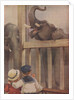 Children looking at elephants in zoo by Anonymous