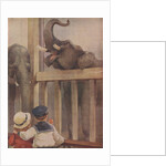 Children looking at elephants in zoo by Anonymous