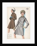 Model wearing leopard skin hat and suit with fur trim by Anonymous
