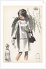 Model wearing suit with trim by Anonymous