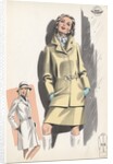 Model wearing belted jacket by Anonymous