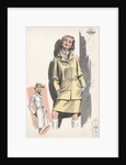 Model wearing belted jacket by Anonymous