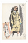 Model wearing belted jacket by Anonymous