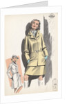 Model wearing belted jacket by Anonymous