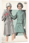 Models wearing coat and suit by Anonymous