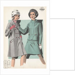 Models wearing coat and suit by Anonymous